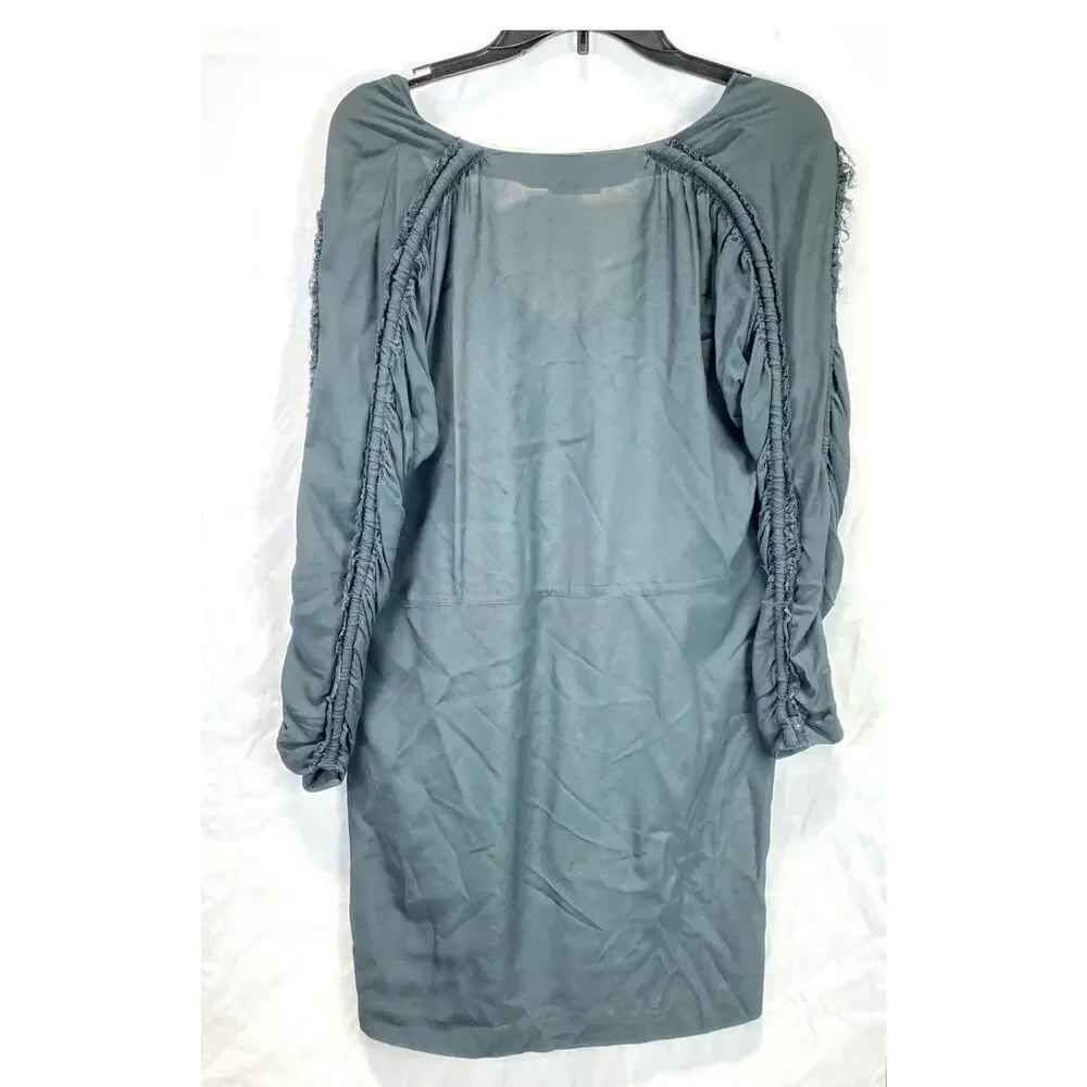 MARNI Italy Ruched Long Sleeve Raw Edge Distressed Shift Dress Sz. 38 MSRP $1850 - Picture 2 of 4
